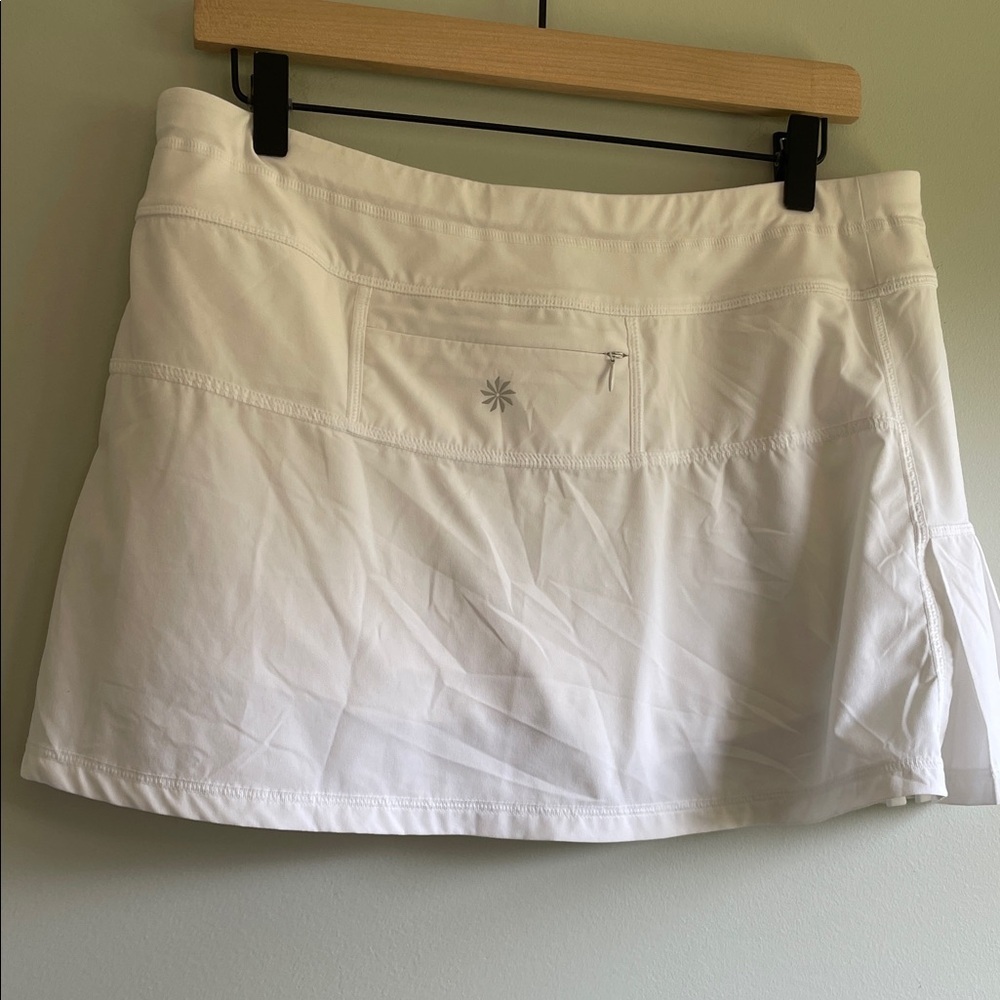 Athleta Womens LARGE White Ace Tennis Skort Layered Ruffle Hem Athletic Skirt - Picture 8 of 10